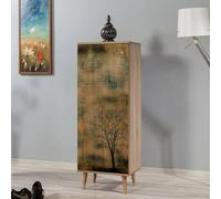 Dmora - Meuble à Chaussures Deimos, Meuble à Chaussures, Armoire d'entrée Polyvalente, Rangement pour Chaussures, 50x38 h135 cm, Chêne et Jaune