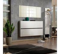 Dmora - Meuble à Chaussures Gaborone, Meuble à Chaussures, Armoire d'entrée Polyvalente, Rangement pour Chaussures, Made in Italy, 160x19h85 cm, Blanc Brillant