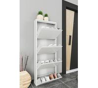 Dmora - Meuble à Chaussures Gonzalo, Meuble à Chaussures en métal, Armoire d'entrée Polyvalente, Rangement pour Chaussures, 50x15h138 cm, Blanc