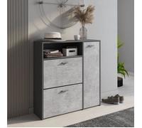 Dmora Meuble à chaussures moderne à 3 portes effet bois anthracite