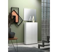 Dmora - Meuble à Chaussures Tzaneen, Meuble à Chaussures, Armoire d'entrée Polyvalente, Rangement pour Chaussures, Made in Italy, 70x19h115 cm, Blanc Brillant