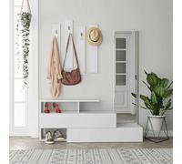 Dmora - Meuble d'entrée Atik, Crochet d'entrée, Composition pour l'atrium, Console de Rangement Multifonction, 137x35 h55 cm, Blanc