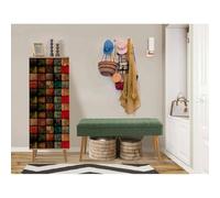 Dmora - Meuble d'entrée Baham, Crochet d'entrée, Composition pour l'atrium, Console de Rangement Multifonction, 50x38h135 cm, Chêne et Vert