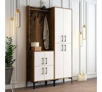 Dmora - Meuble d'entrée Castor, Crochet d'entrée, Composition pour l'atrium, Console de Rangement Multifonction, 120x35h200 cm, Noyer et Blanc