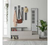 Dmora - Meuble d'entrée Himalia, Crochet d'entrée, Composition pour l'atrium, Console de Rangement Multifonction, 137x35h55 cm, Taupe et Anthracite