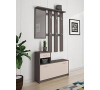 Dmora - Meuble d'entrée Sargassi, Crochet d'entrée, Composition pour l'atrium, Console de Rangement Multifonction, 100x26h190 cm, Anthracite et Blanc