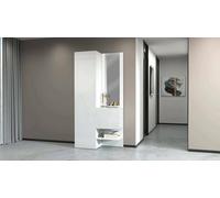 Dmora - Meuble d'entrée Vinicio, Armoire multifonctionnelle avec 2 Portes, Armoire Polyvalente avec Miroir, 90x35h190 cm, Blanc