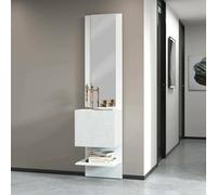 Dmora - Meuble d'entrée Vitale, Armoire multifonctionnelle avec Miroir, Étagère à Chaussures avec 1 Porte, 45x35h190 cm, Blanc