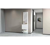 Dmora - Meuble d'entrée Vitale, Armoire multifonctionnelle avec Miroir, Étagère à Chaussures avec 1 Porte, 45x35h190 cm, Blanc