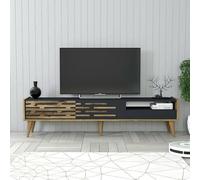 Dmora - Meuble TV Alnilam, Buffet de Salon, Armoire Basse pour TV, Base Murale de Rangement, 180x45h35 cm, Anthracite et Noyer