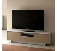 Dmora - Meuble TV Andromeda, Meuble TV pour Salon, Buffet Bas de Salon avec 2 Portes et 1 tiroir, 100% Made in Italy, 170x42h48 cm, Blanc et Beige