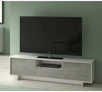Dmora - Meuble TV Andromeda, Meuble TV pour Salon, Buffet Bas de Salon avec 2 Portes et 1 tiroir, 100% Made in Italy, 170x42h48 cm, Blanc et Ciment