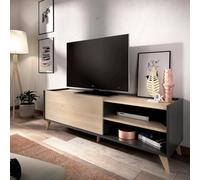 Dmora - Meuble TV Asinara, Buffet Bas de Salon, Buffet de Salon pour télévision, 155x43h47 cm, Chêne et Anthracite