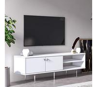 Dmora Meuble TV de salon avec deux portes battantes, 140 x 45 x 35 cm, coloris blanc