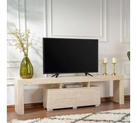 Dmora - Meuble TV Govone, Buffet de Salon, Armoire Basse pour TV, Base Murale de Rangement, 180x31 h50 cm, Beige