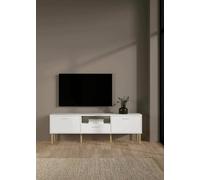 Dmora - Meuble TV Heloise, Buffet de Salon, Armoire Basse pour TV, Base Murale de Rangement, 177x40 h57 cm, Blanc