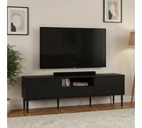 Dmora - Meuble TV Heloise, Buffet de Salon, Armoire Basse pour TV, Base Murale de Rangement, 177x40 h57 cm, Noir