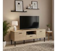 Dmora - Meuble TV Honorine, Buffet de Salon, Armoire Basse pour TV, Base Murale de Rangement, 147x40 h57 cm, Chêne Clair