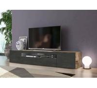 Dmora - Meuble TV Jesse, Buffet bas de salon avec 3 portes, Base pour meuble TV, 100% Made in Italy, 200x40h37 cm, Érable et Ardoise