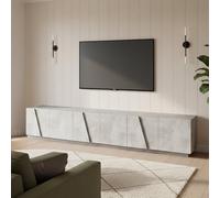 Dmora - Meuble TV Lucas, Buffet bas de salon, Base pour meuble TV, 100% Made in Italy, 244x44h46 cm, Ciment foncé