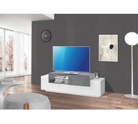 Dmora - Meuble TV Pablo, Buffet bas de salon, Base pour meuble TV, 100% Made in Italy, 160x45h51 cm, Blanc brillant et ardoise