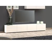 Dmora - Meuble TV Randfontein, Buffet de Salon, Armoire Basse pour TV, Base Murale de Rangement, Made in Italy, 225x38h39 cm, Blanc Brillant