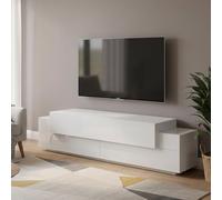 Dmora - Meuble TV Teo, Buffet Bas de Salon, Base pour Meuble TV, 100% Made in Italy, 200x45h52 cm, Blanc Brillant