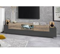 Dmora - Meuble TV Vincenzo, Buffet Bas de Salon, Base pour Meuble TV, 100% Made in Italy, 220x40h51 cm, Anthracite et Érable