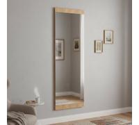 Dmora - Miroir Acamar, Verre miroité, Objet d'ameublement Mural, Décoration avec Miroir, 40x2h120 cm, Chêne
