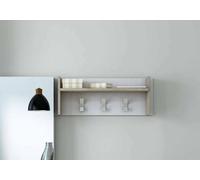 Dmora - Mobilier d'entrée Narciso, Cintre avec 3 crochets, Etagère de rangement d'entrée, 100% Made in Italy, 90x29h34 cm, Blanc et Chêne