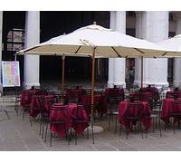 Dmora Parasol avec mât central 60 en bois, toile couleur écru, 250 x 350 cm mât 60 cm