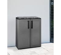 Dmora - Poubelle Andenne, poubelle, poubelle de recyclage 2 portes, 100% Made in Italy, 68x37h84 cm, Gris et Noir, finition rayée