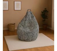 Dmora Pouf avec motif "zèbre", noir et blanc, Dimensions 80 x 120 x 80 cm
