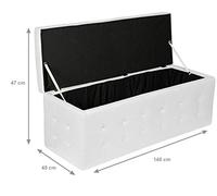 Dmora Pouf-conteneur en éco-cuir, coloris blanc, 140 x 47 x 45 cm