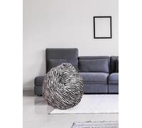 Dmora Pouf sac avec motif "zèbre", noir et blanc, Dimensions 80 x 120 x 80 cm
