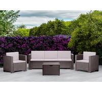 Dmora - Set Salon d’extérieur Cerere, Salon d'extérieur, Kit terrasse ou Jardin, Composition d'un Salon d'extérieur, Made in Italy, Marron