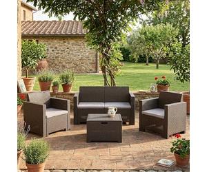 Dmora - Set Salon Venere, Kit terrasse ou jardin, Composition d'un salon d'extérieur, Made in Italy, Tourterelle