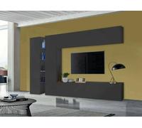 Dmora - Système Mural Costanzo, Meuble TV 4 Portes, Meuble de Salon Polyvalent, 100% Made in Italy, 280x30x180 cm, Anthracite