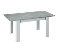 Dmora - Table extensible Midland, Console extensible pour salle à manger, Table de cuisine ouvrant avec rallonge, 140/190x90h78 cm, Ciment et Blanc