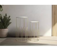 Dmora - Table Basse Bibbiena, Table Basse, Porte-revues pour canapé, Etagère de Salon, Or, 50x46 h100 cm