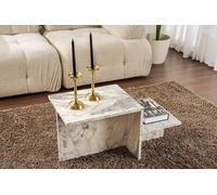 Dmora - Table Basse Cantello, Table Basse, Porte-revues pour canapé, Etagère de Salon, 80x40 h40 cm, Marbre