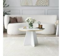 Dmora - Table Basse Elnath, Table Basse, Porte-revues pour canapé, Etagère de Salon, 60x60h40 cm, Or et Blanc