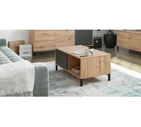 Dmora - Table basse Evansville, Table basse, Table basse de salon, 100x50h40 cm, Chêne noué et Anthracite