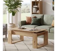Dmora - Table basse Flint, Table de salon avec plateau relevable, 105x55h45/56 cm, Chêne noué