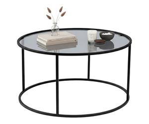 Dmora - Table Basse Guidi, Table Basse, Porte-revues pour canapé, Etagère de Salon, 80x80 h43 cm, Noir et Gris
