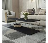 Dmora - Table Basse Harmonia, Table Basse, Porte-revues pour canapé, Etagère de Salon, 120x50h30 cm, Anthracite et Noir