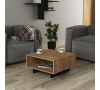 Dmora - Table Basse Hyadum, Table Basse à café, Porte-revues pour canapé, étagère de Salon, 60x60h32 cm, chêne et Anthracite