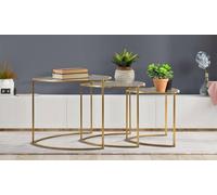 Dmora - Table Basse Laetitia, Table Basse, Porte-revues pour canapé, Etagère de Salon, 60x60 h50 cm, Or