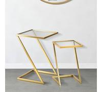 Dmora - Table Basse Lomnago, Table Basse, Porte-revues pour canapé, Etagère de Salon, 40x40 h60 cm, Or