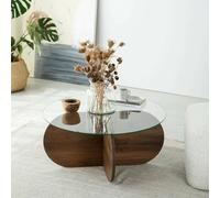 Dmora - Table Basse Metis, Table Basse, Porte-revues pour canapé, Etagère de Salon, 75x75h35 cm, Noyer